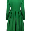 Lacework Stand Collar Flare Dress - Green Xl