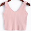 V Neck Knitted Cropped Tank Top