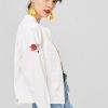 Button Up Embroidered Patched Denim Jacket