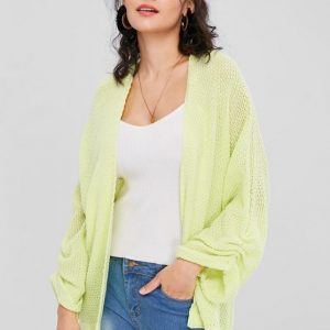 Cuffed Sleeves Open Cardigan