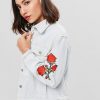 Rose Patch Grunge Denim Trucker Jacket