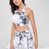 Racerback Bamboo Print Sports Bra