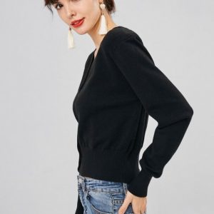 Faux Pearl Button Cropped Cardigan