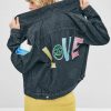 Letter Patched Loose Denim Jacket