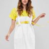 Belted Snap Button Pinafore Dress