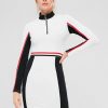 Contrast Zip Color Block Sporty Dress - White L