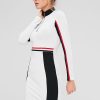 Contrast Zip Color Block Sporty Dress - White L