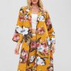 Floral Print Lapel Piping Cardigan