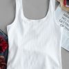 Rose Embroidery Ribbed Tank Top