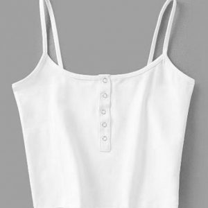 Cropped Snap Button Tank Top