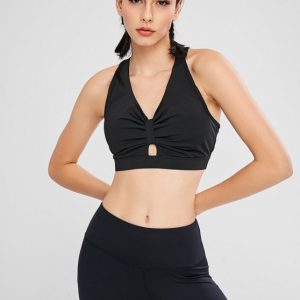 Keyhole Ruched Racerback Sport Bra