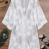 Sheer Lace Tie Front Kimono Cover Up