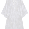 Sheer Lace Tie Front Kimono Cover Up