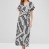 Striped Maxi Surplice Dress - White S