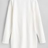 Long Sleeve Half Zip Bodycon Dress - Milk White M