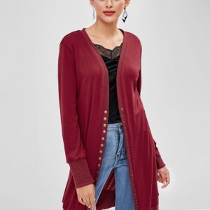 Snap Button Plain Cardigan