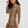 Ruffles Leopard Long Sleeve Dress - Leopard