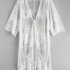 Lace Tie Front Longline Kimono Cover Up