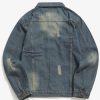 Button Fly Ripped Design Denim Jacket