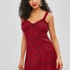 Leopard Ruffle Mini Dress - Cherry Red S