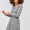 Plaid Smocked Mini Dress - Gray M