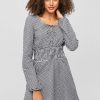 Plaid Smocked Mini Dress - Gray M