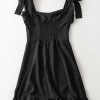 Tie Strap Ruffled Mini Dress - Black S