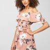 Floral Flounce Belted Mini Dress - Flamingo Pink M