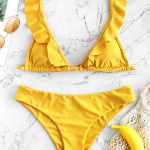 Ruffles Plunging Bikini Set