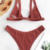 Ribbed Front Closure Bikini Set