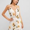 Cut Out Floral Print Asymmetric Cami Dress - White M