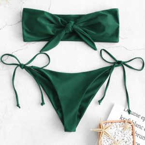 Tie Side Scrunch Butt Bandeau Bikini Set