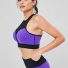 Mesh Panel Color Block Sports Bra