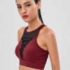 Mesh Panel Criss Cross Sports Bra