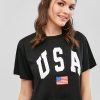 American Flag Letter Graphic Crop Tee