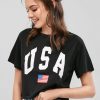 American Flag Letter Graphic Crop Tee