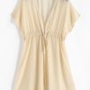 Sheer Chiffon Drawstring Beach Dress