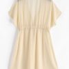 Sheer Chiffon Drawstring Beach Dress