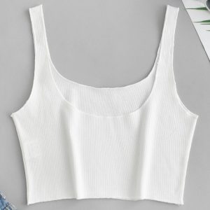 Plain Ribbed Cropped Tank Top