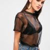 Round Neck See Through Mesh Tee