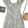 Leaves Print Button Up Mini Dress