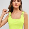 Buckle Square Neck Crop Tank Top