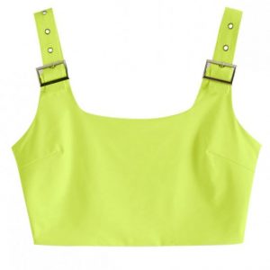 Buckle Square Neck Crop Tank Top