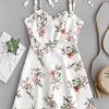 Tied Straps Floral Ruffles Mini Dress - White M