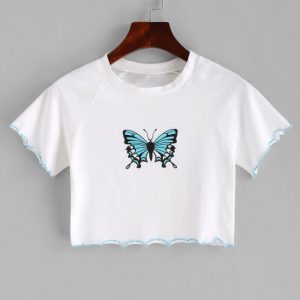 Lettuce Trim Butterfly Crop Tee