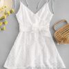 Belted Ruffles Mini Cami Dress - White M