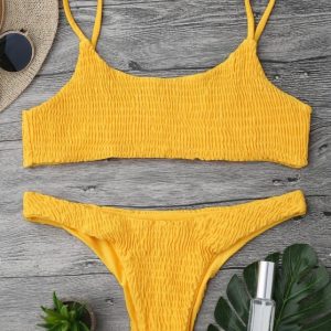 Smocked Bikini Top And Bottoms - Yellow