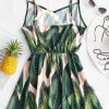 Tropical Leaf Print Cami Cover Up Dress