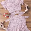 Wrap Top And Skirt Set - Pink L