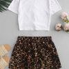 Twist Leopard Print Crop Two Pieces Suit